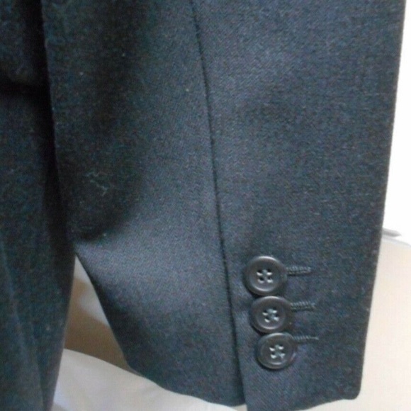 Italy Black Mens Regular 42 Suit Coat Blazer 100% Wool 3 Button - Picture 3 of 3